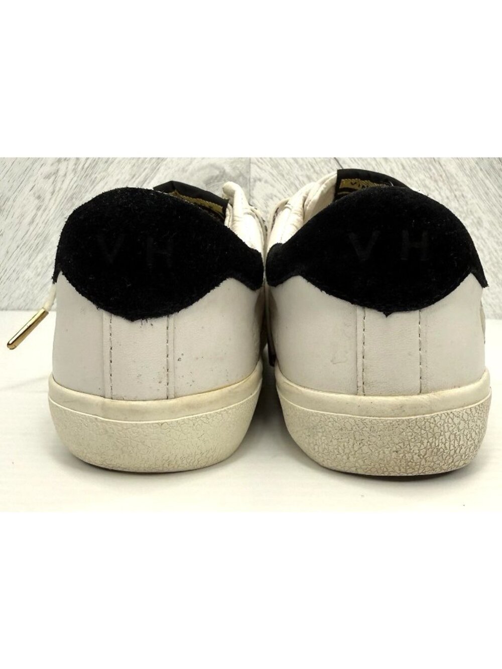Vintage Havana Gadol Sneakers Womens 5.5 White Gold Star No Tie Leather Slip On - Picture 5 of 13